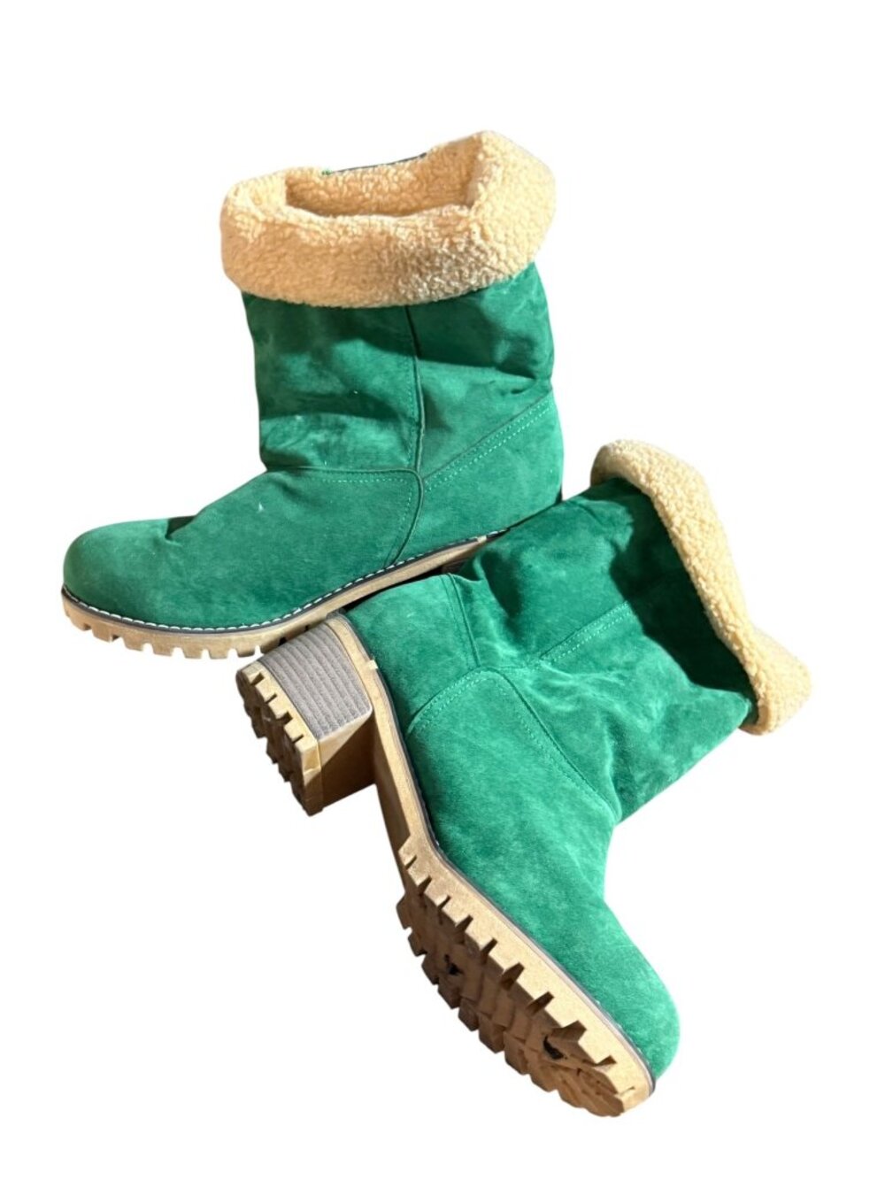 Women’s Green Faux Suede Ankle Boots – Size 10